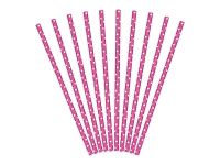 Obrázek k výrobku 15039 - PartyDeco Papírová brčka sytě růžová s puntíky (10 ks)