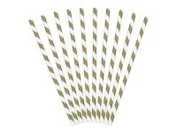 Detail k výrobkuPartyDeco Papierové slamky zlaté pruhy (10 ks)