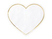 Detail k výrobkuPartydeco servítky Srdce biele so zlatým lemovaním (20 ks)