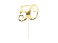 Detail k výrobkuPartyDeco Zápich na tortu s číslom "50" zlatý