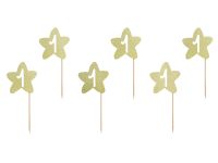 Detail k výrobkuPartyDeco zapichovacie dekorácie na muffiny Zlaté hviezdičky 1. narodeniny