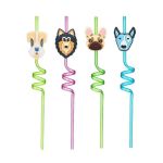 Detail k výrobkuPlastová farebná slamka špirálová so psami (4 ks)