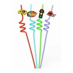 Detail k výrobkuPlastové farebné slamky špirálové so závodnými motívmi (4 ks)