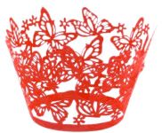 Detail k výrobkuPrebaly na muffiny krajkové s motýľmi červenej (10 ks)