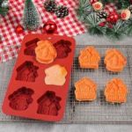 Obrázek k výrobku 27411 - Silikónová forma na pečenie/na mrazené dezerty Vianočné domčeky (na 6 ks)