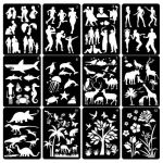 Obrázek k výrobku 27203 - Stencily Ľudia, zvieratá a kvety (12 ks)