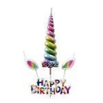 Detail k výrobkuSviečka Happy Birthday s jednorožčím rohom a ušami