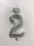 Detail k výrobkuSviečka malé číslo "2" strieborná (balenie 10 ks)