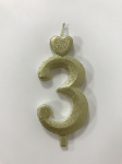 Detail k výrobkuSviečka malé číslo "3" zlatá (balenie 10 ks)