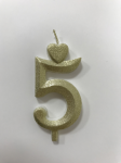 Detail k výrobkuSviečka malé číslo "5" zlatá (balenie 10 ks)