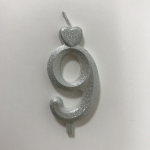 Detail k výrobkuSviečka malé číslo "9" strieborná (balenie 10 ks)