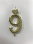 Detail k výrobkuSviečka malé číslo "9" zlatá (balenie 10 ks)