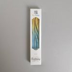 Obrázek k výrobku 26449 - Sviečky špirálové modro-žlté so zlatým zdobením (6 ks)