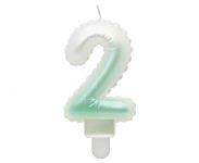 Detail k výrobkuTortové sviečky - perleťová bielo-zelená 2 (7cm)
