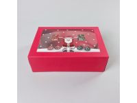 Detail k výrobkuVianočná darčeková krabica červená s okienkom – 4 (22,3 × 15,1 × 7,1 cm)