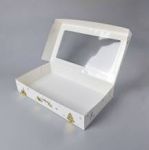 Obrázek k výrobku 27321 - Vianočné krabice na cukrovinky bielo-zlatá nepremastiteľná (35 x 20 x 6 cm)