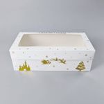 Obrázek k výrobku 27320 - Vianočné krabice na cukrovinky bielo-zlatá nepremastiteľná (40 x 20 x 13 cm)