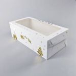 Obrázek k výrobku 27320 - Vianočné krabice na cukrovinky bielo-zlatá nepremastiteľná (40 x 20 x 13 cm)