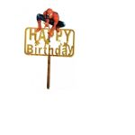 Detail k výrobkuZápich do torty Happy Birthday Spiderman zlatý akryl