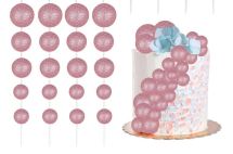 Detail k výrobkuZapichovacia dekorácia Guľa ružová glitterová rôzne veľkosti (20 ks)