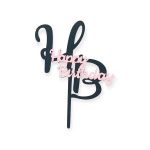 Detail k výrobkuZapichovacia dekorácia na tortu čierno-ružová Happy Birthday
