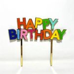 Detail k výrobkuZapichovacia dekorácia na tortu farebná Happy Birthday