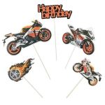 Detail k výrobkuZapichovacia dekorácia na tortu Happy Birthday s motorkami (5 ks)
