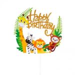 Detail k výrobkuZapichovacia dekorácia na tortu Happy Birthday safari