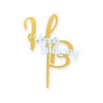Detail k výrobkuZapichovacia dekorácia na tortu zlato-biela Happy Birthday
